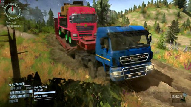 Spintires MudRunner Giant Monster Truck Transports A Mining Dump Truck Caterpillar2022 смотреть онлайн