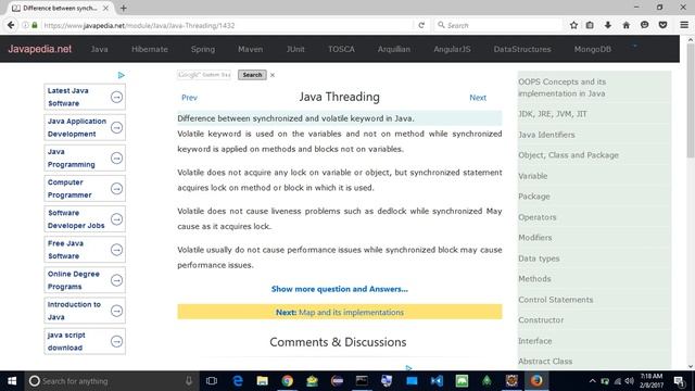 Difference between synchronized and volatile keyword in Java.
| javapedia.net смотреть онлайн