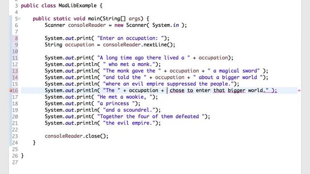 Writing a MadLibs Program Using Scanner in Java смотреть онлайн