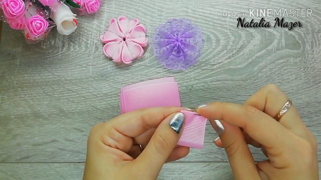 Hand Embroidery easy DIY Ribbon art Flowers Простые бантики пирожные из лент Laços de fita смотреть онлайн