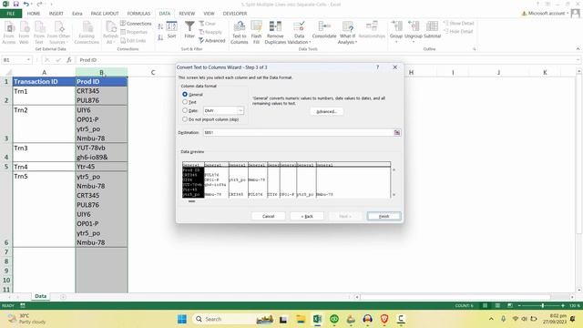 Split Multiple Cell Lines into Separate Columns in Excel | Text to Columns смотреть онлайн