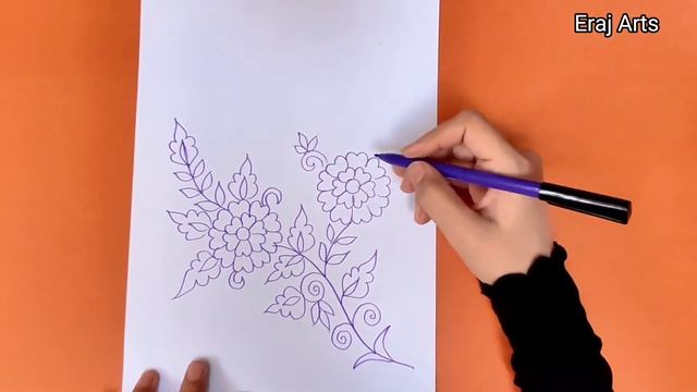 Floral Tracing Paper Design Sketch For Hand Embroidery | Pattern For Pillow Design. смотреть онлайн