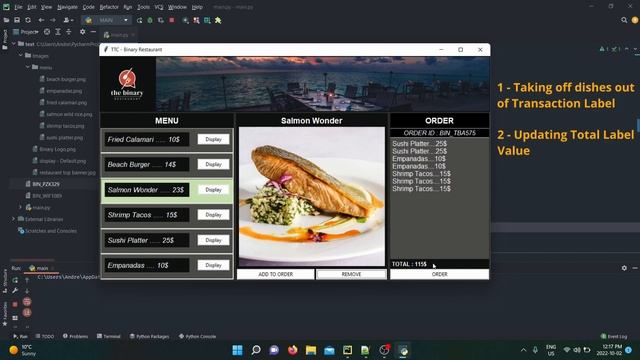 Python Tkinter Project - Restaurant Order system - Functionality Part2 смотреть онлайн
