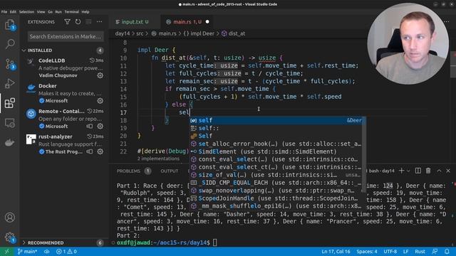 Day 14: Reindeer Olympics [AOC2015 in Rust] смотреть онлайн