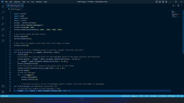 How to Create Nested Heptagons using Python Turtle Graphics смотреть онлайн