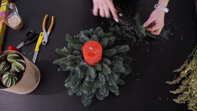 Рождественская композиция со свечой смотреть онлайн