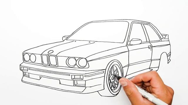 How to draw a car - BMW M3 E30 - Step by step смотреть онлайн