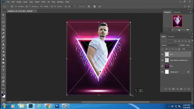Neon Glow Triangle Pop Out Photo Effect Photoshop Tutorial смотреть онлайн