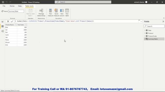 Dax Summarize | SummarizeColumns | Summary Table