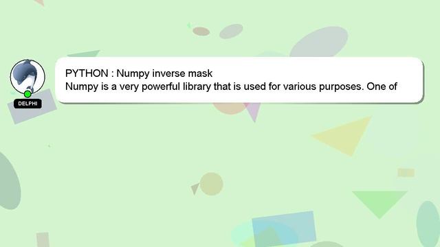 PYTHON : Numpy inverse mask смотреть онлайн