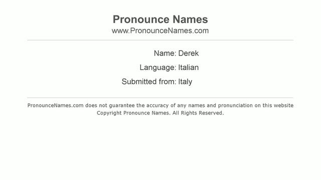 How to pronounce Derek (Italian/Italy) - PronounceNames.com смотреть онлайн