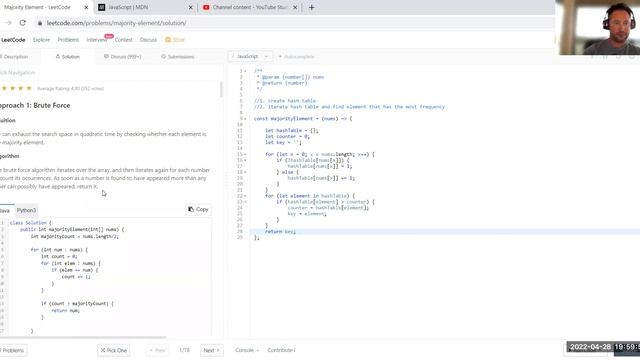 169. Majority Element - Javascript - Time: O(n) Space: O(1) - Leetcode смотреть онлайн