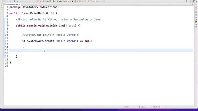 Print Hello World Without using a Semicolon in Java смотреть онлайн