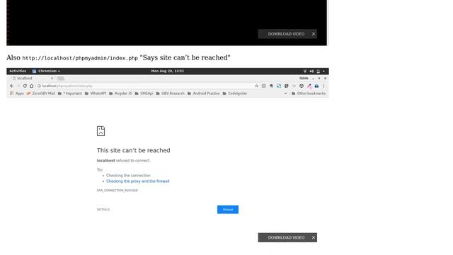 http://localhost/phpmyadmin/index.php "Says site can t be reached". Apache fail to start смотреть онлайн