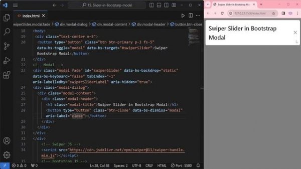 Swiper Slider Series  - Swiper in Bootstrap Modal | Episode 15 | JavaScript | Swiper JS