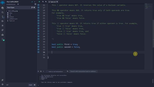 Boolean Type - Solidity смотреть онлайн
