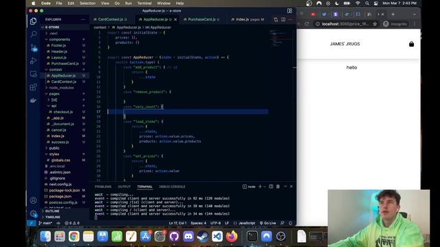 Next.js E-commerce Store Pt.2 | Styling, Context API, UseReducer & Layouts + Components смотреть онлайн