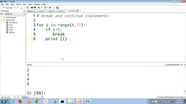 break and continue statements in Python | Lesson - 5 | Python in Hindi смотреть онлайн