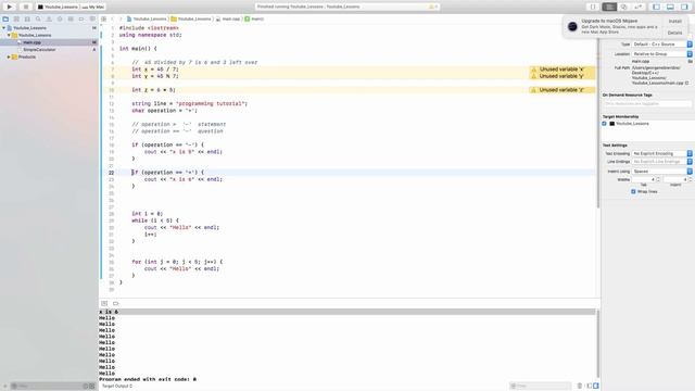 C++ variables, if statement and loop смотреть онлайн