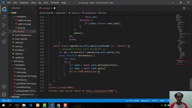CRUD Delete atau hapus data ke database MariaDB dengan Node.js смотреть онлайн