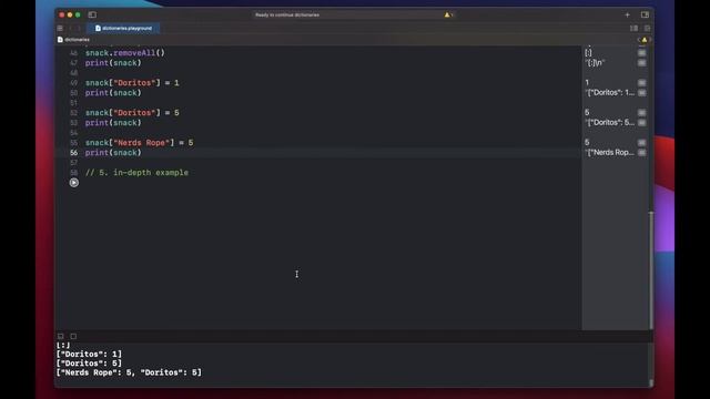 Swift Tutorial: Dictionaries (creation, add & remove key/values, count, capacity, struct as a key) смотреть онлайн