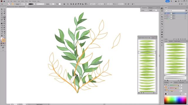 Adobe Illustrator Painting - How to draw Vector Watercolor Leaves and Branches смотреть онлайн