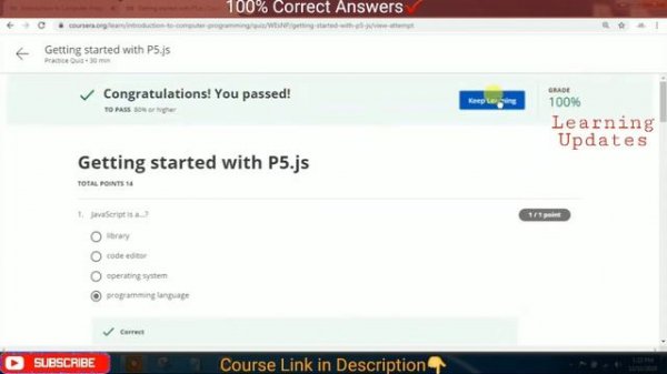 Introduction to Computer Programming | Coursera | University of California | Week 1 Quiz Answers