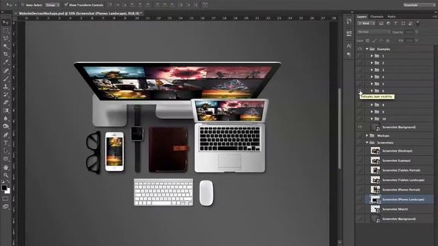 Website Devices Mockups Tutorial photoshop smart object responsive design website смотреть онлайн