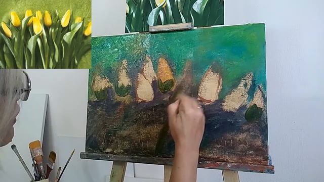 Желтые тюльпаны. Масло. Мастер класс. ч 1 смотреть онлайн