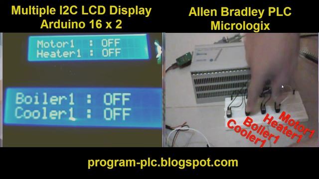 Multiple I2C LCD Display Arduino 16 x 2 for Allen Bradley PLC Micrologix смотреть онлайн