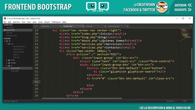 Frontend con Bootstrap 3.x: 07 - Navbar "Formulario de búsqueda" смотреть онлайн