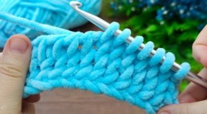 Тунисское вязание с плюшевыми ниточками ?