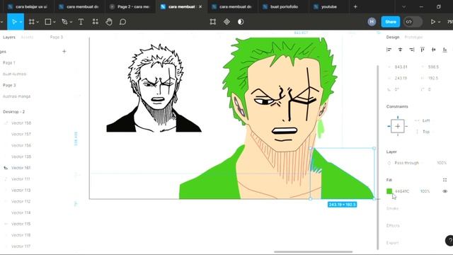 cara membuat desain ilustrasi zoro dari karakter anime one piece di figma part 6 смотреть онлайн