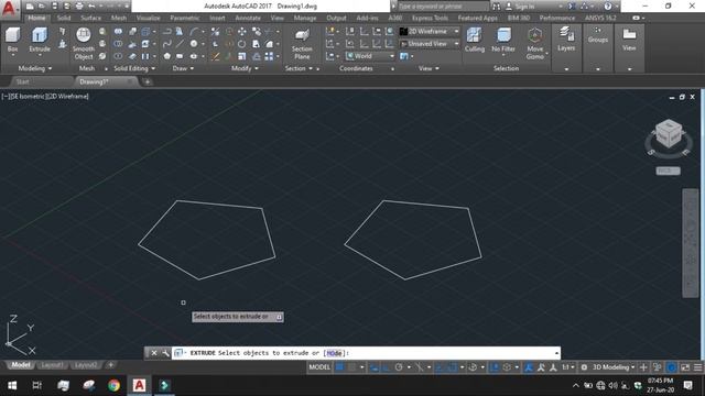 Solid and Surface Extrude || Process, Mode selection, Difference, Visual style | AutoCAD 3D Modelin смотреть онлайн