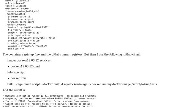 Docker in Docker for gitlab: Client sent an http request to https server / failed to remove network смотреть онлайн