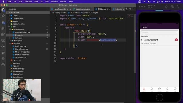 #2 Slack Clone with React Native: Home screen UI design || Floating Action button смотреть онлайн