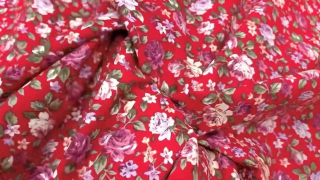 Импорт. хлопок "Розы на малиново-красном", ш. 1.46м, хлопок-100%, 110гр/м.кв АРТ 17766 смотреть онлайн