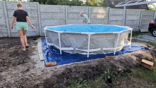 Сборка каркасного бассейна INTEX, изготовление лестницы для бассейна своими руками | Frame pool смотреть онлайн