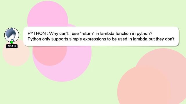 PYTHON : Why can't I use "return" in lambda function in python? смотреть онлайн