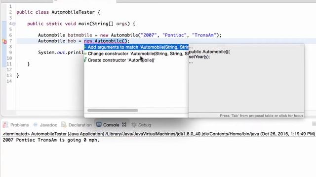 Java class and object creation using Automobiles смотреть онлайн