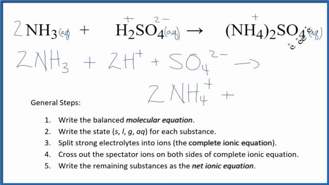 How to Write the Net Ionic Equation for NH3 + H2SO4 = (NH4)2SO4 смотреть онлайн