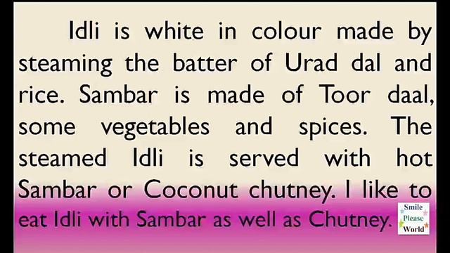 Essay on My favourite food Idli Sambar, in English by Smile please world смотреть онлайн