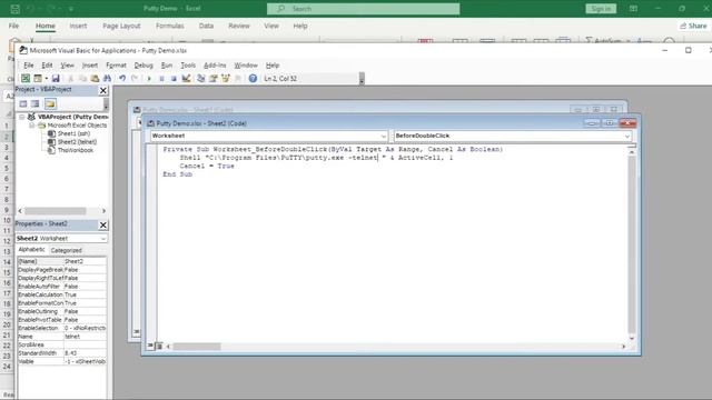 Putty session Directly from Excel containing the list of ip address. смотреть онлайн