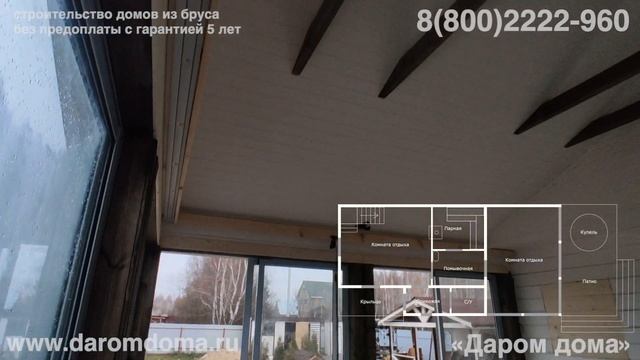 Каркасная пристройка веранды к дому-бане с открытой террасой. Проект патио с купелью у бани смотреть онлайн