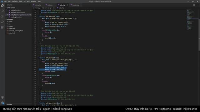 Dự án mẫu - Thiết kế web | Bài 07.3: Giới thiệu thư viện PDO, connect, query, execute database смотреть онлайн
