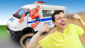 Автомастерская: Человек Паук играет машинками в БОУЛИНГ! Супергерои в видео  игрушки для мальчиков