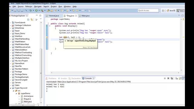 Super keyword in Java with example смотреть онлайн
