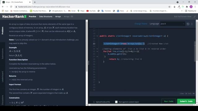 How to Reverse an Array ?(Array DS -Hackerrank Problem Number 1 of Arrays Data Structure ). смотреть онлайн