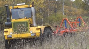 ДВА переделанных КИРОВЦА  корчуют заросшие поля агрегатами  БДТ-5ПР!