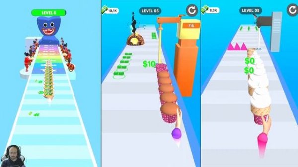 DONUT STACK vs CUPCAKE STACK vs ICE CREAM STACK - Triple Gameplay All levels Android,ios